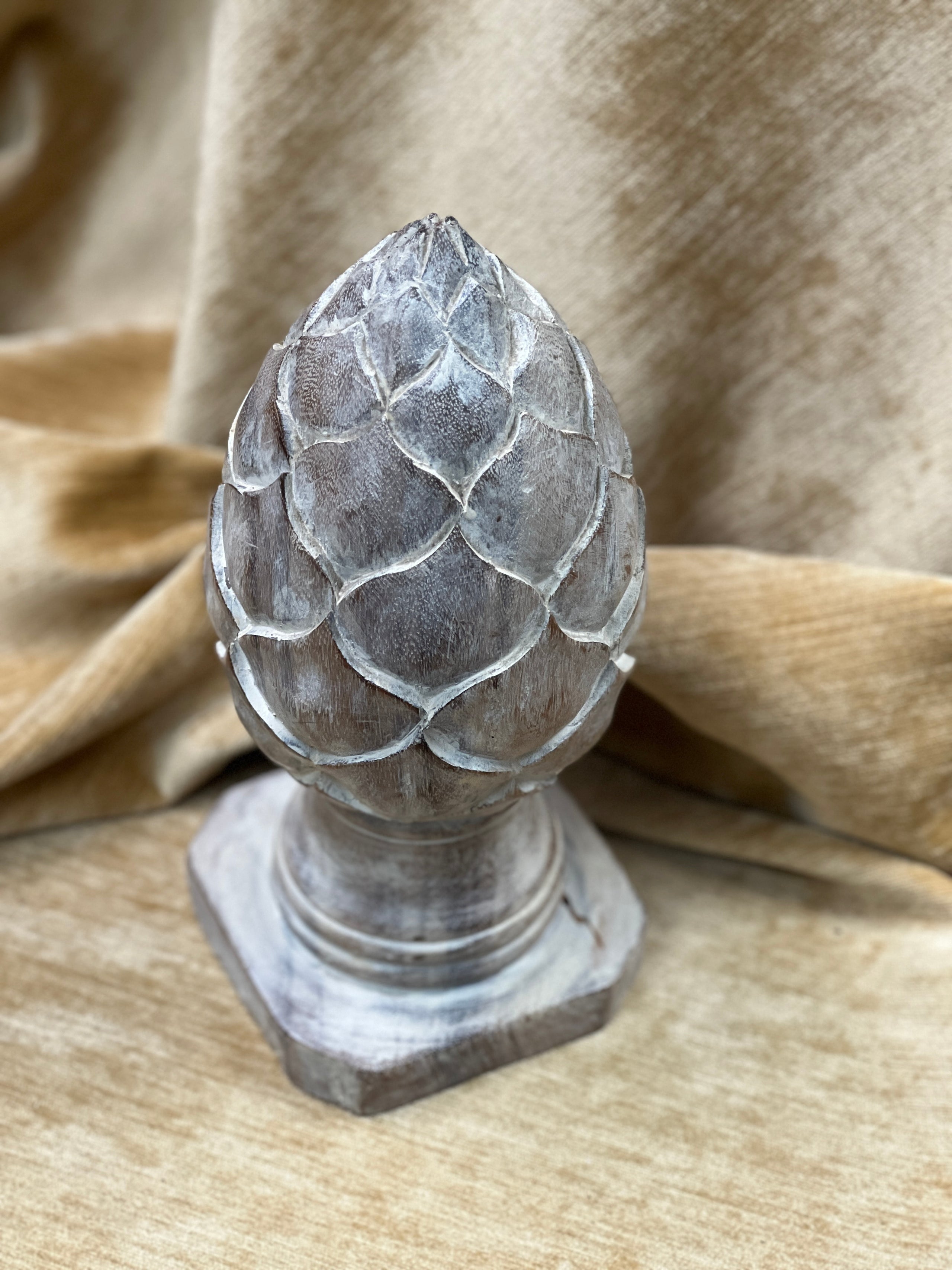 Carved wood finial | Paige Kontrafouris Interiors